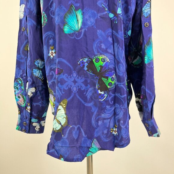 $310 NWOT Johnny Was Marina Butterfly Button Down Long Sleeves Silk Blouse Sz S - Picture 10 of 13
